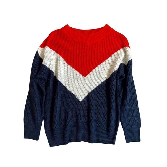 H&M Red white & Blue knit sweater top large - Picture 1 of 11